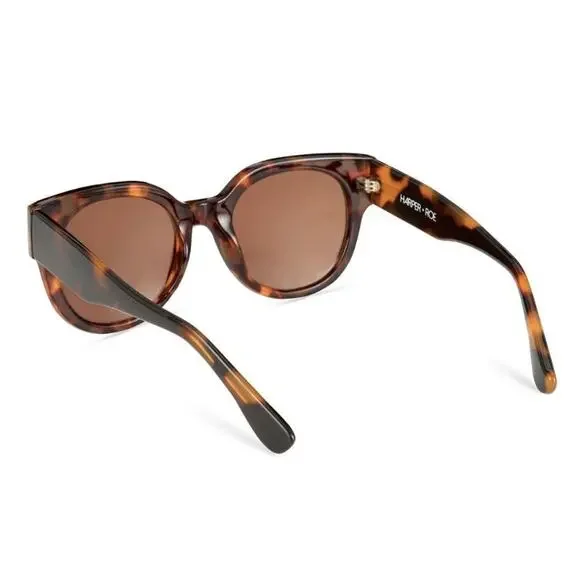 New Harper + Roe Brown Demi Tortoise Shell Sunglasses - Picture 3 of 6